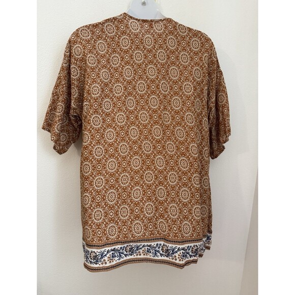 Women Within Kimono Cardigan Rayon Gold Boho Hippie Open 1x EUC Lightweight 20 - Picture 3 of 7